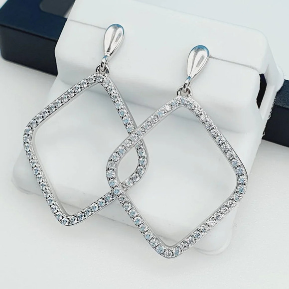 "925 Sterling Silver Cubic Zirconia Earrings, UU1P6A6115 - Picture 1 of 9